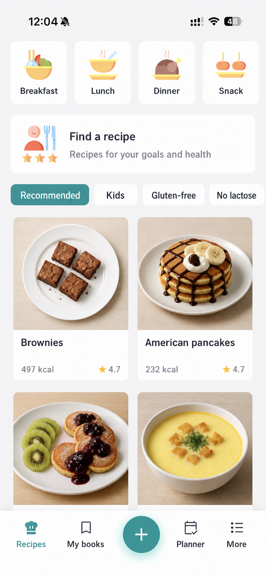 WayEat recipe collection screen